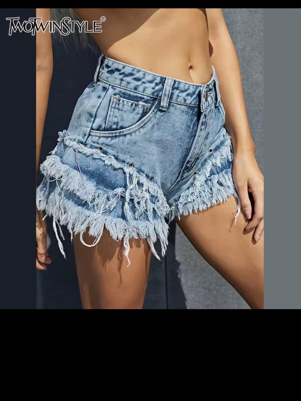 Light Wash Denim Fringed Women’s Shorts